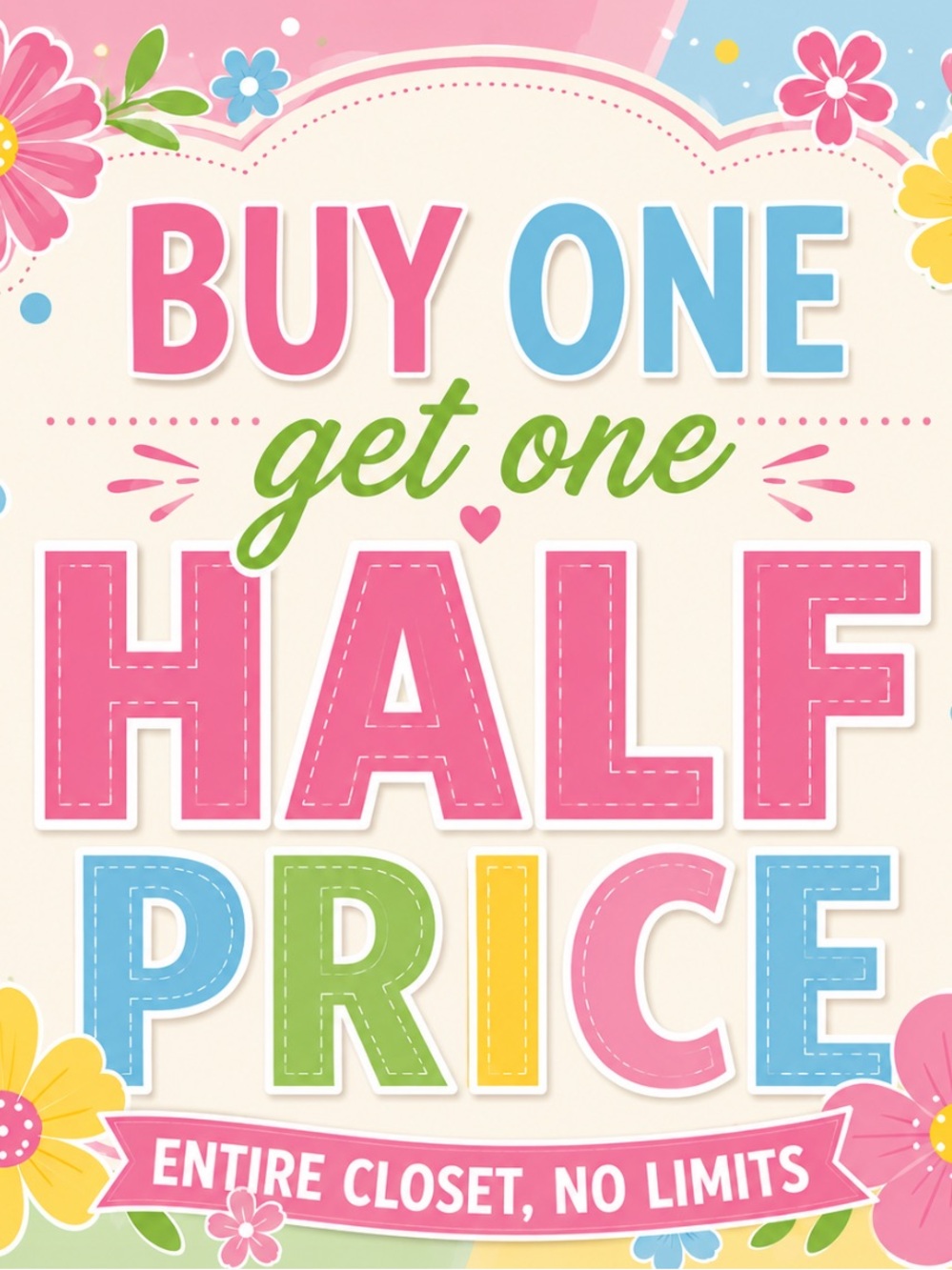 Buy One Get One Half Price Summer Sale